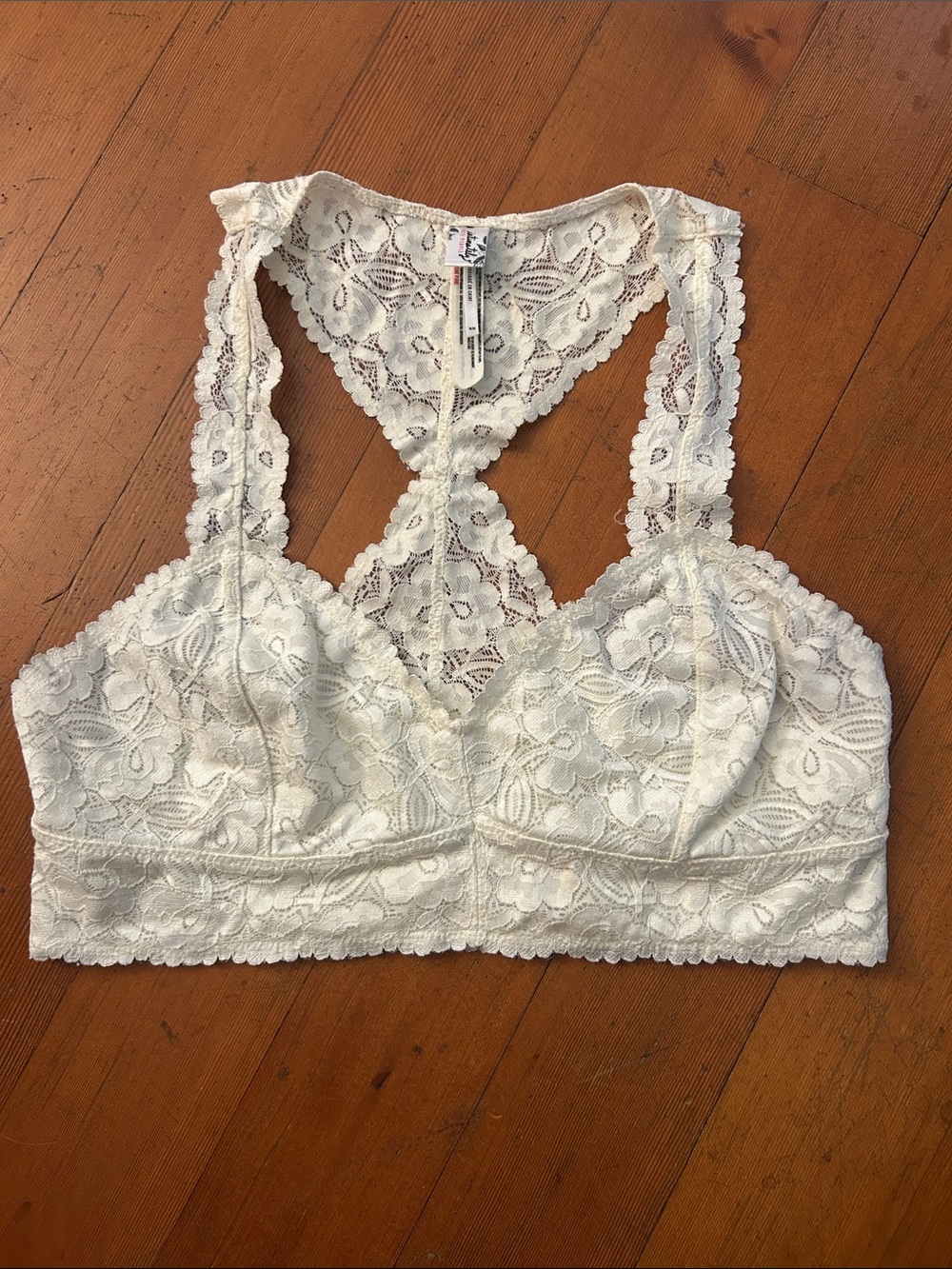 Intimately Free People Lace Racerback Bralette Cream medium festival boho